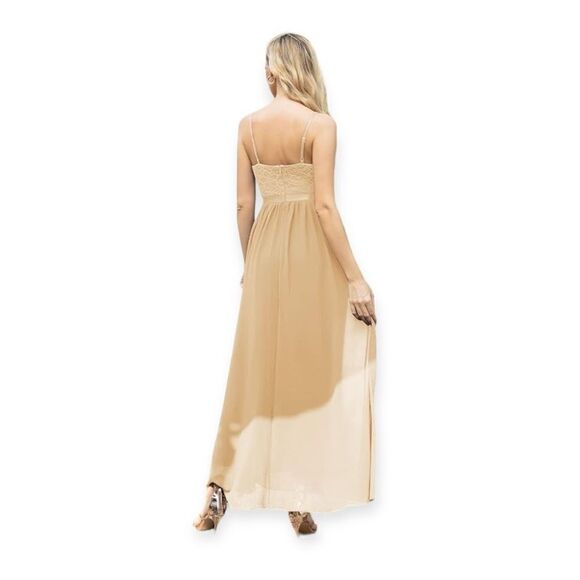 DRESS TALES Sweetheart Chiffon Aline Dress in Champagne Size Small NEW - Picture 6 of 13